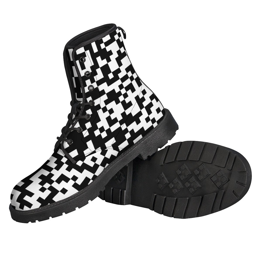 Black And White Pixel Pattern Print Backpack