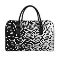 Black And White Pixel Pattern Print Leather Duffel Bag
