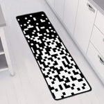 Black And White Pixel Pattern Print Long Kitchen Mat