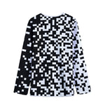 Black And White Pixel Pattern Print Long Sleeve Short Coat