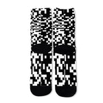 Black And White Pixel Pattern Print Long Socks