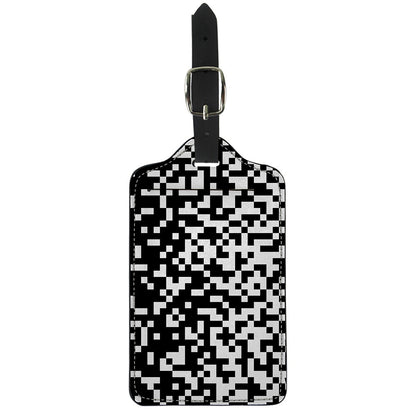 Black And White Pixel Pattern Print Luggage Tag