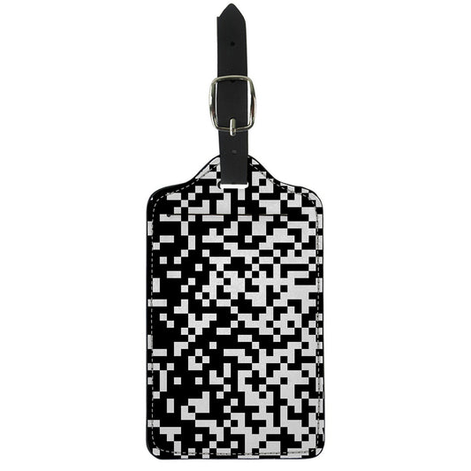 Black And White Pixel Pattern Print Luggage Tag