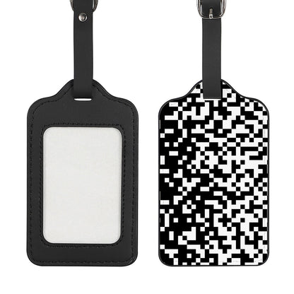 Black And White Pixel Pattern Print Luggage Tag