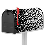 Black And White Pixel Pattern Print Mailbox Cover