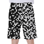 Black And White Pixel Pattern Print Men's Beach Shorts
