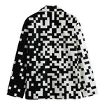 Black And White Pixel Pattern Print Men's Blazer