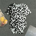 Black And White Pixel Pattern Print Men's Bodysuit