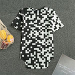 Black And White Pixel Pattern Print Men's Bodysuit