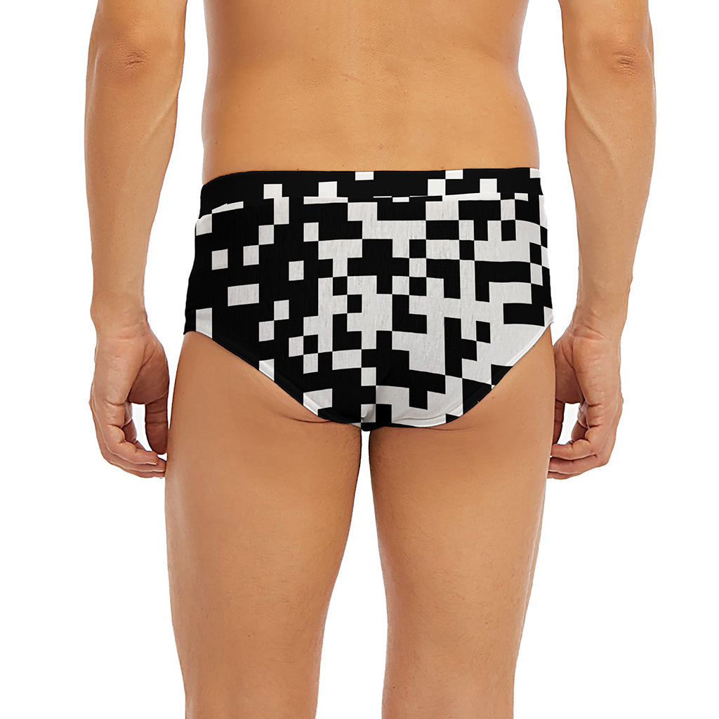 Black And White Pixel Pattern Print Men's Briefs