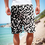 Black And White Pixel Pattern Print Men's Cargo Shorts