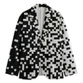 Black And White Pixel Pattern Print Men's Cotton Blazer