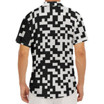 Black And White Pixel Pattern Print Men's Deep V-Neck Shirt
