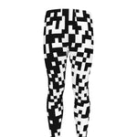 Black And White Pixel Pattern Print Men's leggings