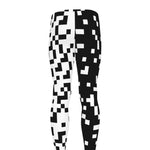 Black And White Pixel Pattern Print Men's leggings