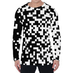 Black And White Pixel Pattern Print Men's Long Sleeve T-Shirt