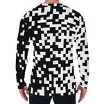 Black And White Pixel Pattern Print Men's Long Sleeve T-Shirt