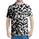 Black And White Pixel Pattern Print Men's Polo Shirt