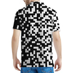 Black And White Pixel Pattern Print Men's Polo Shirt