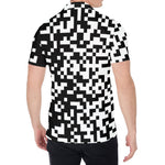 Black And White Pixel Pattern Print Men's Shirt