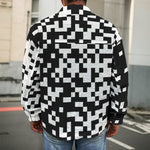 Black And White Pixel Pattern Print Men's Shirt Jacket
