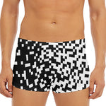 Black And White Pixel Pattern Print Men's Short Boxer Briefs