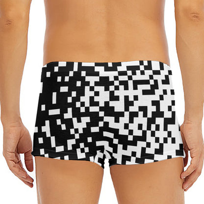 Black And White Pixel Pattern Print Men's Short Boxer Briefs