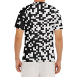 Black And White Pixel Pattern Print Men's Short Sleeve Rash Guard