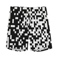 Black And White Pixel Pattern Print Men's Athletic Shorts