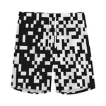 Black And White Pixel Pattern Print Men's Sports Shorts