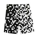Black And White Pixel Pattern Print Men's Sports Shorts