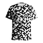 Black And White Pixel Pattern Print Men's Sports T-Shirt