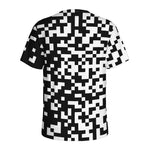 Black And White Pixel Pattern Print Men's Sports T-Shirt