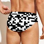 Black And White Pixel Pattern Print Men's Swim Briefs