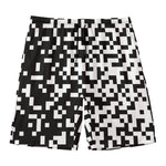 Black And White Pixel Pattern Print Men's Swim Trunks