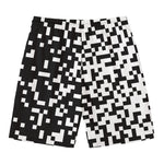 Black And White Pixel Pattern Print Men's Swim Trunks