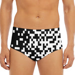 Black And White Pixel Pattern Print Men's Triangle Swim Briefs