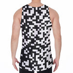 Black And White Pixel Pattern Print Men's Velvet Tank Top