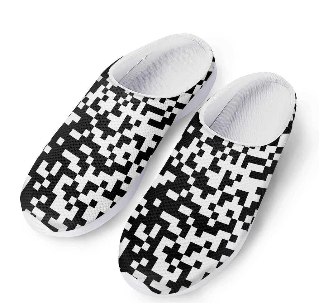 Black And White Pixel Pattern Print Mesh Casual Shoes