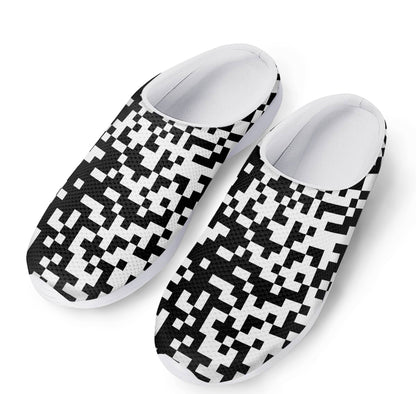 Black And White Pixel Pattern Print Mesh Casual Shoes