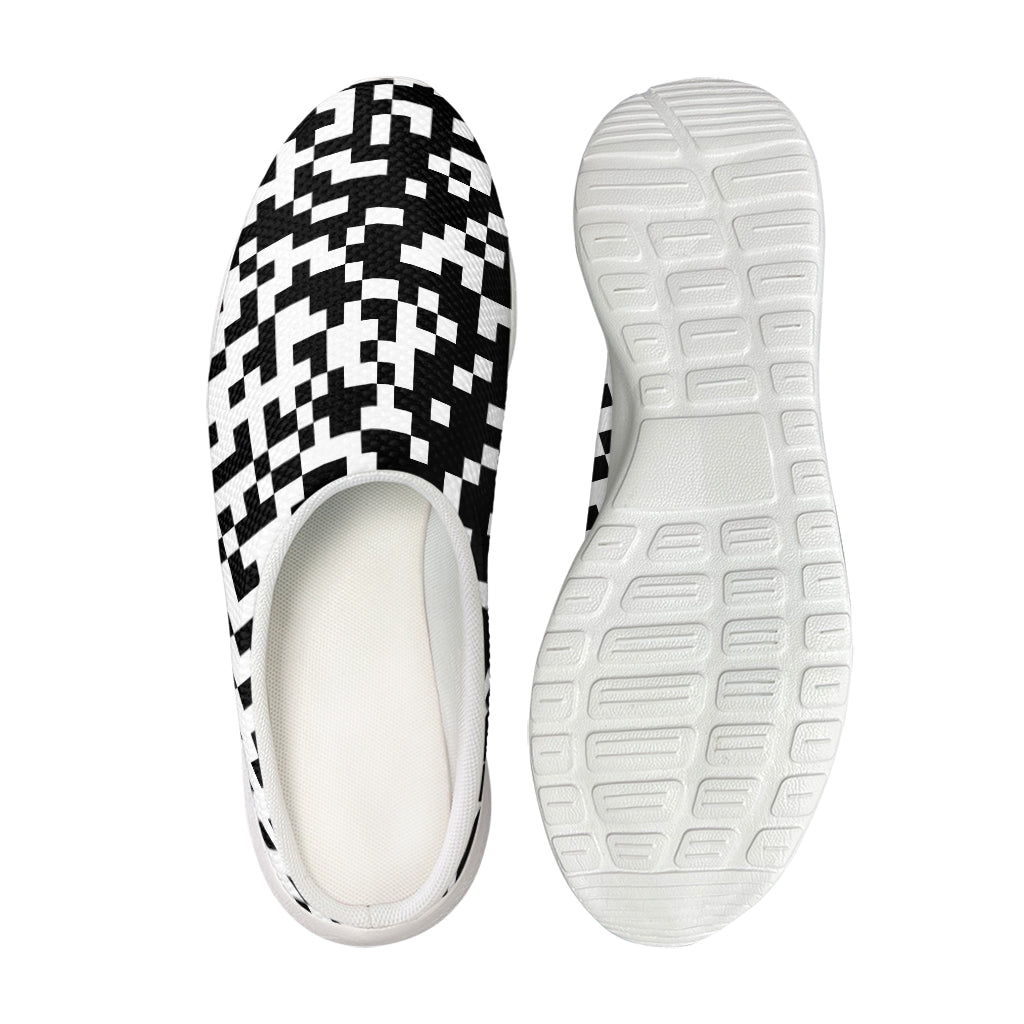 Black And White Pixel Pattern Print Mesh Casual Shoes