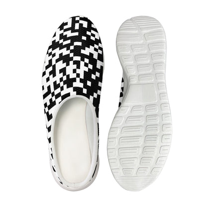 Black And White Pixel Pattern Print Mesh Casual Shoes