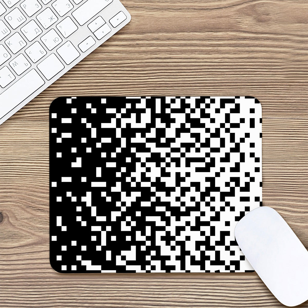 Black And White Pixel Pattern Print Mouse Pad