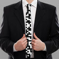 Black And White Pixel Pattern Print Necktie