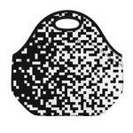 Black And White Pixel Pattern Print Neoprene Lunch Bag