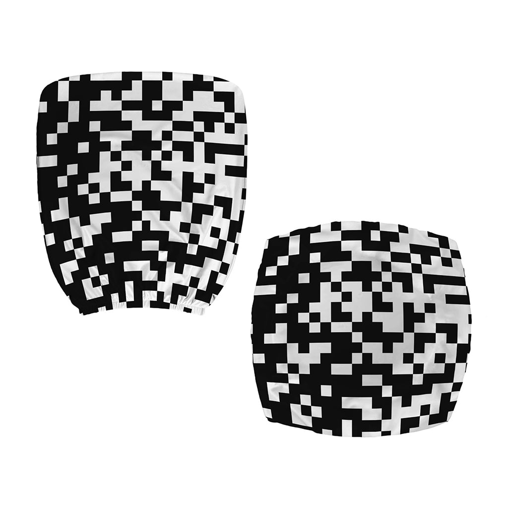 Black And White Pixel Pattern Print Office Chair Cover