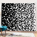 Black And White Pixel Pattern Print Pencil Pleat Curtains