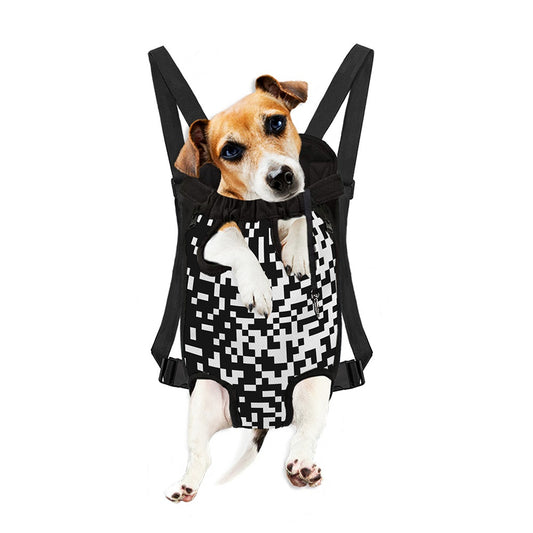 Black And White Pixel Pattern Print Pet Carrier Backpack