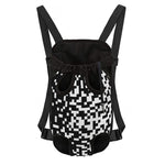 Black And White Pixel Pattern Print Pet Carrier Backpack