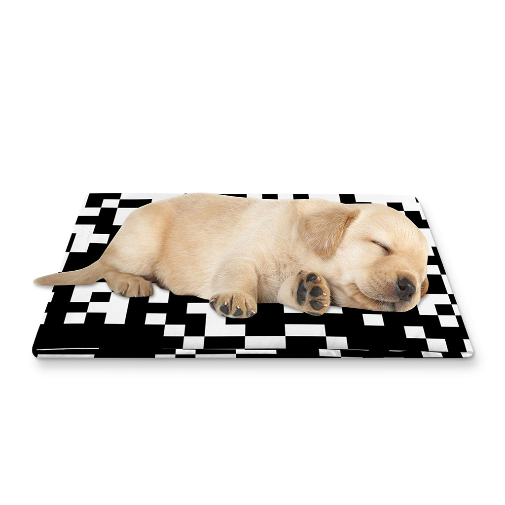 Black And White Pixel Pattern Print Pet Cooling Mat Cover
